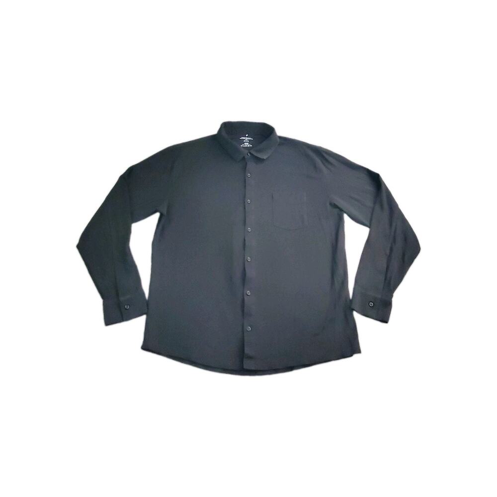 Fabletics Long Sleeve Size L Black Polo Button Up Shirt Mens Casual C24-18